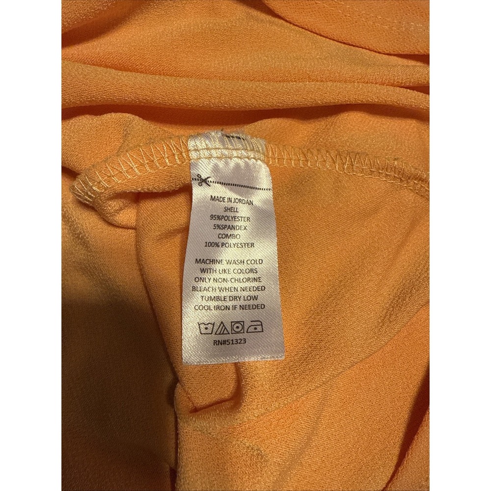 CeCe Women's Size Large Orange Floral Sheer Puff Sleeve Top Blouse - Picture 7 of 7